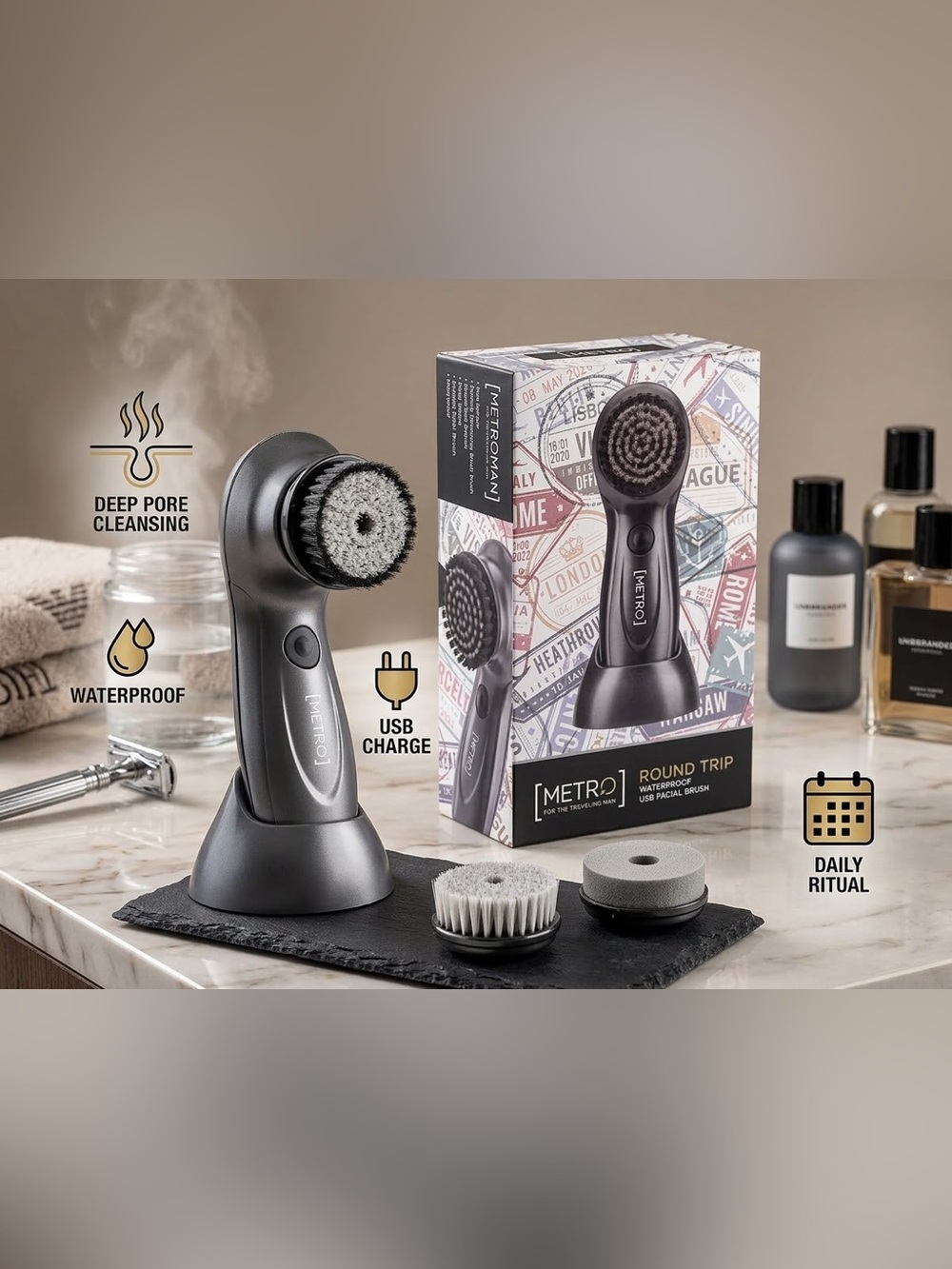 Metro Waterproof USB Facial Cleansing Brush - retail $120